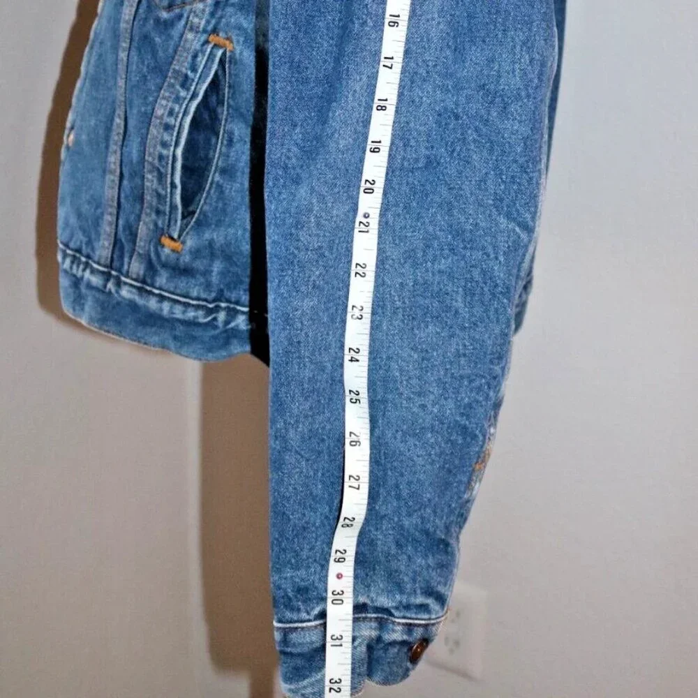 Vintage Levis Sherpa Trucker Jacket Mens Size 46R Denim Jean Made in USA - Picture 13 of 16